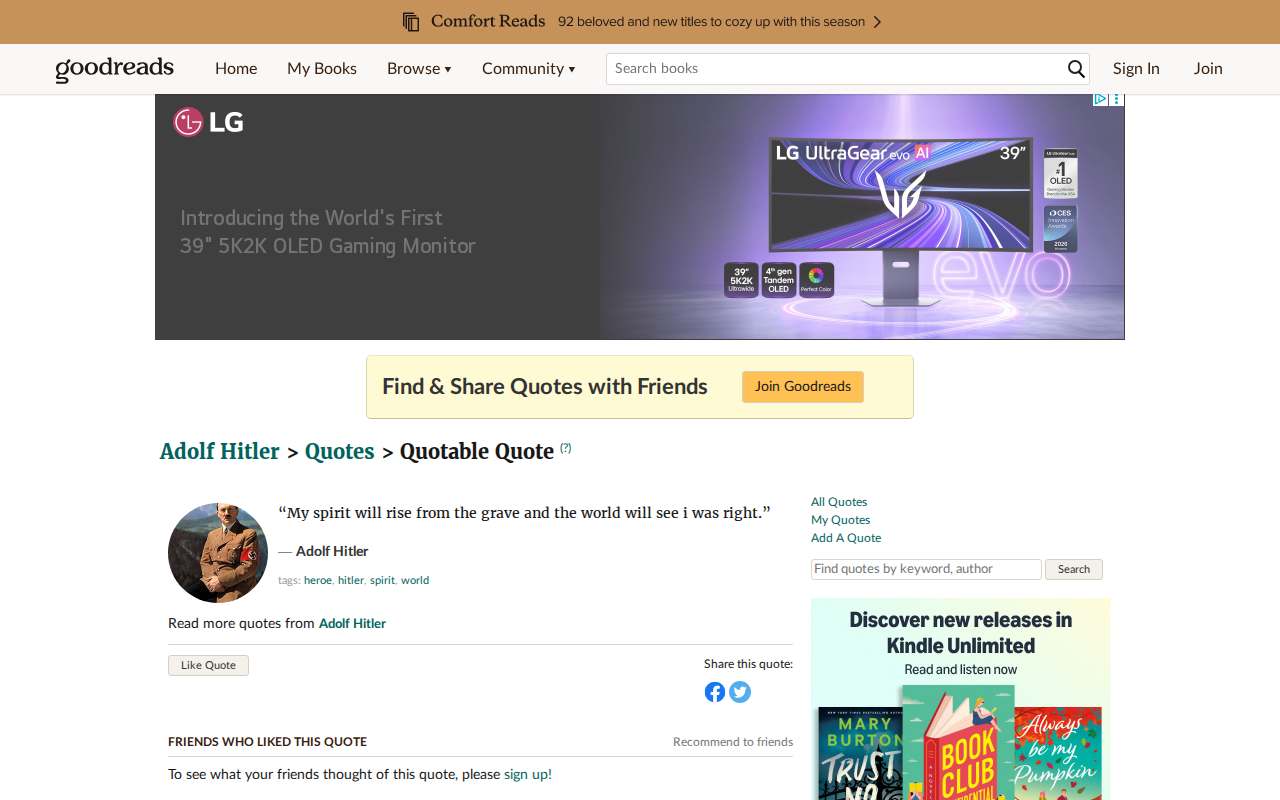 Screenshot of www.goodreads.com as our browser saw it