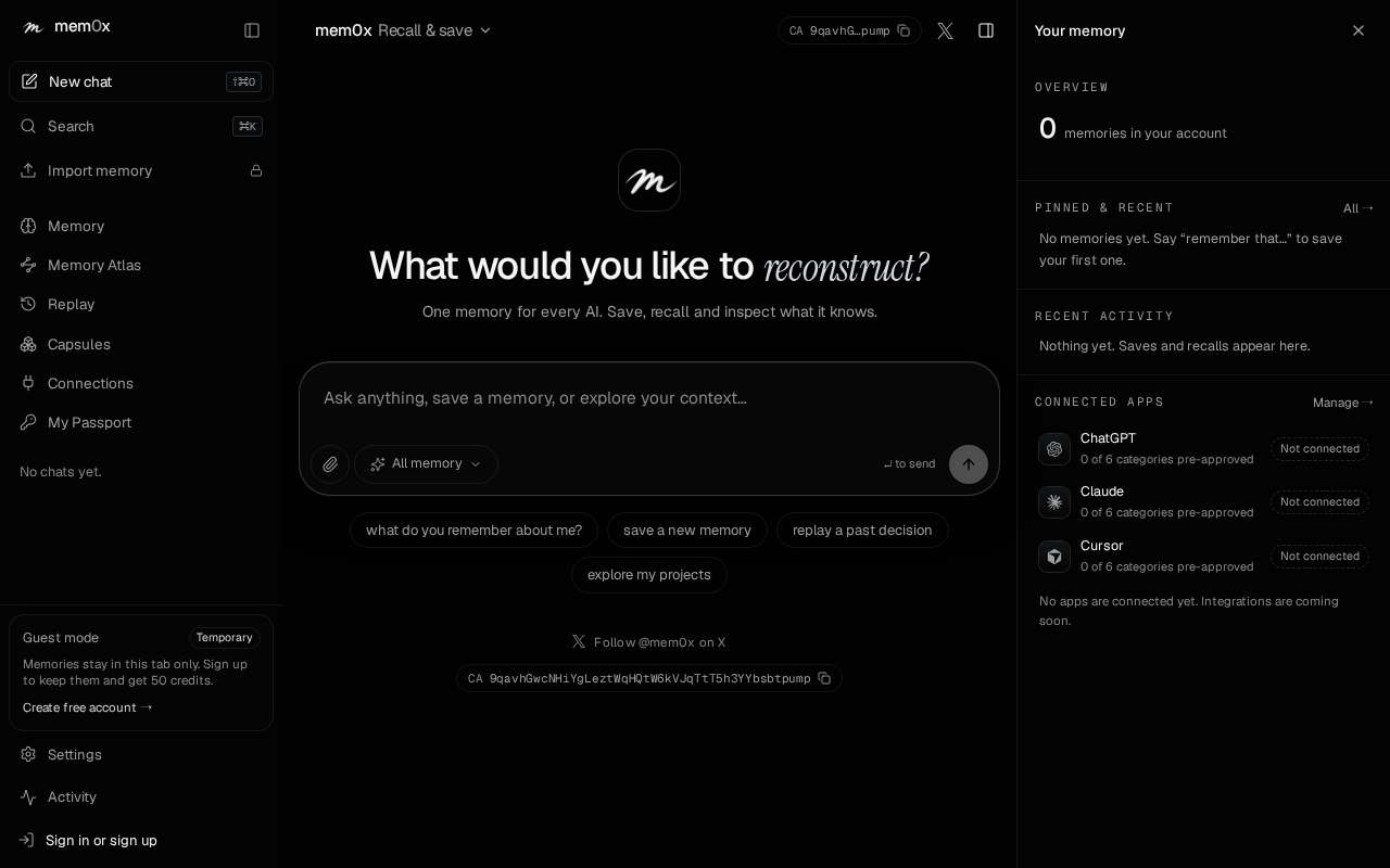 Screenshot of mem0x.com as our browser saw it