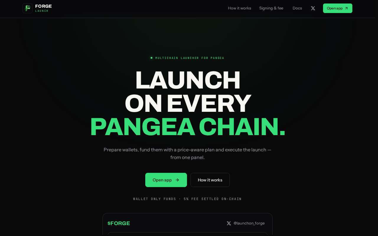 Screenshot of forgelaunch.tech as our browser saw it