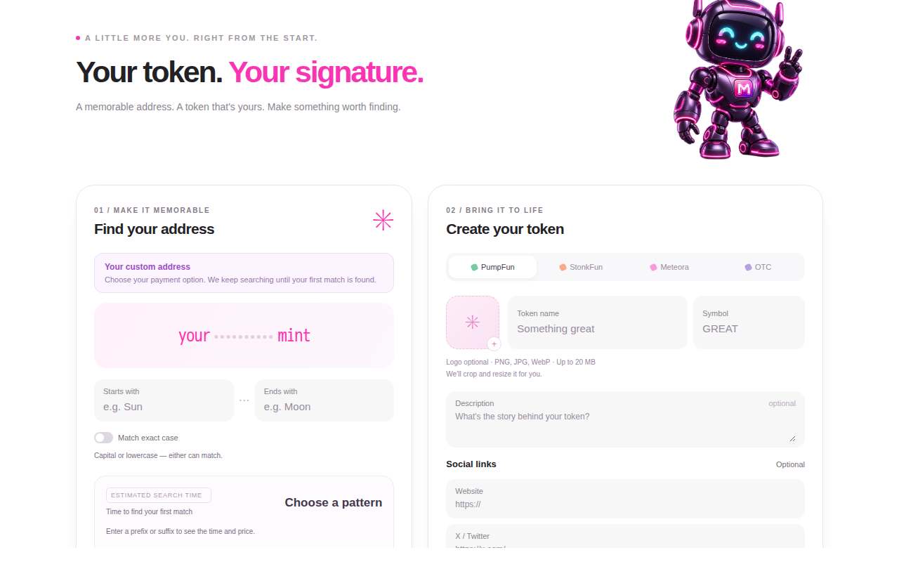 Screenshot of mintline.fun as our browser saw it