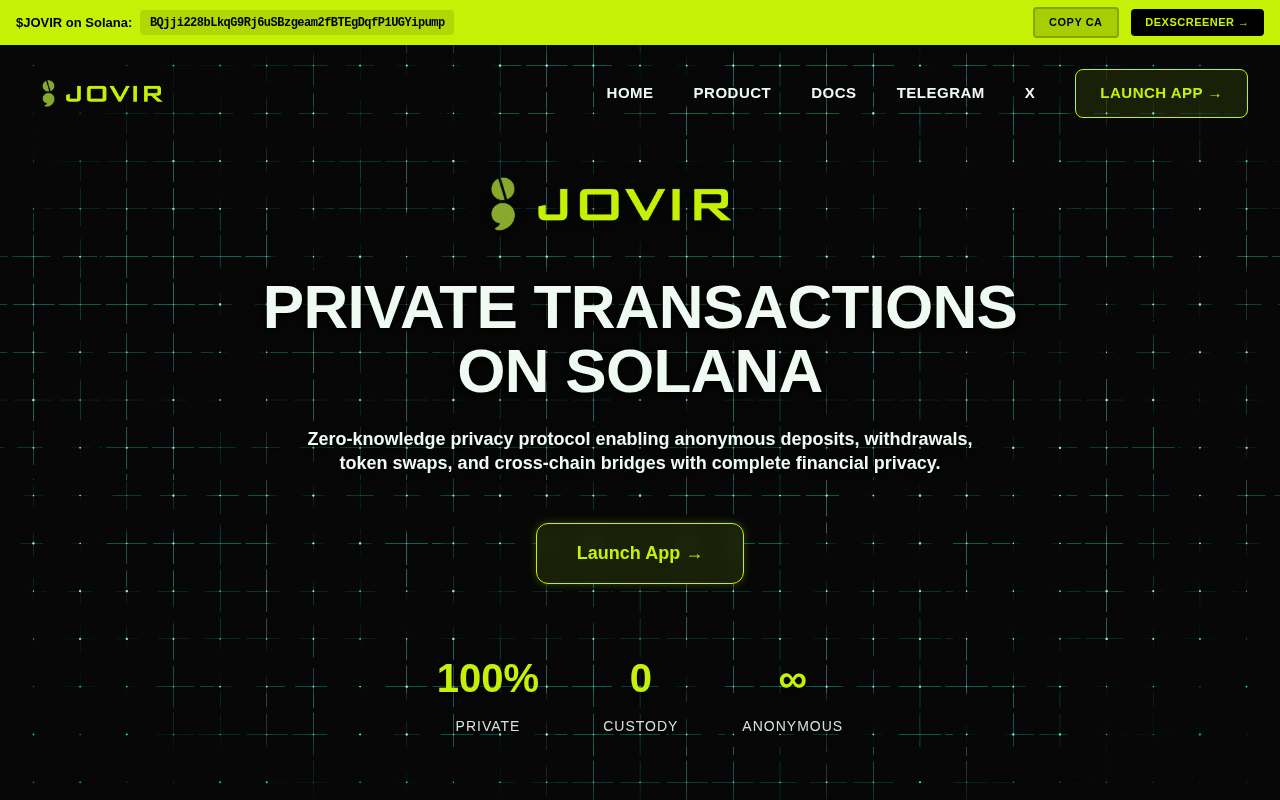 Screenshot of jovir.site as our browser saw it