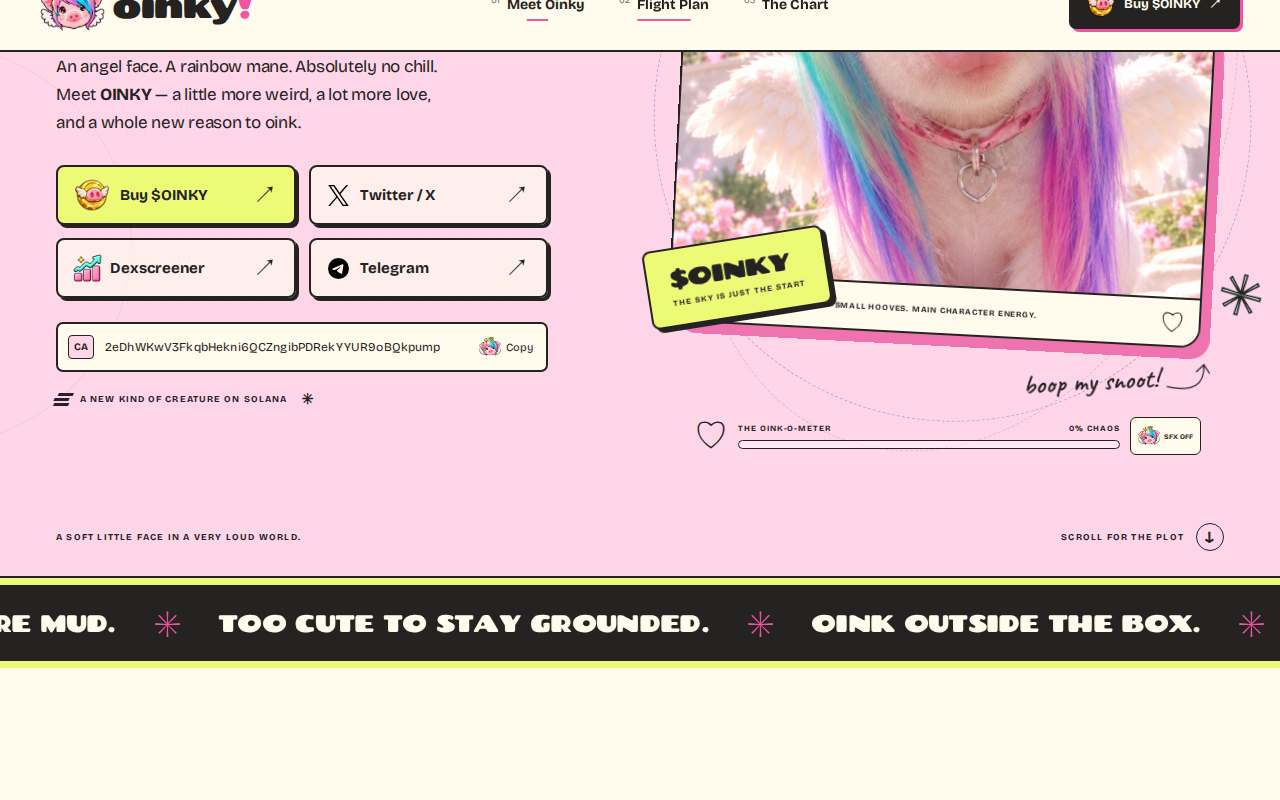 Screenshot of oinky.fun as our browser saw it