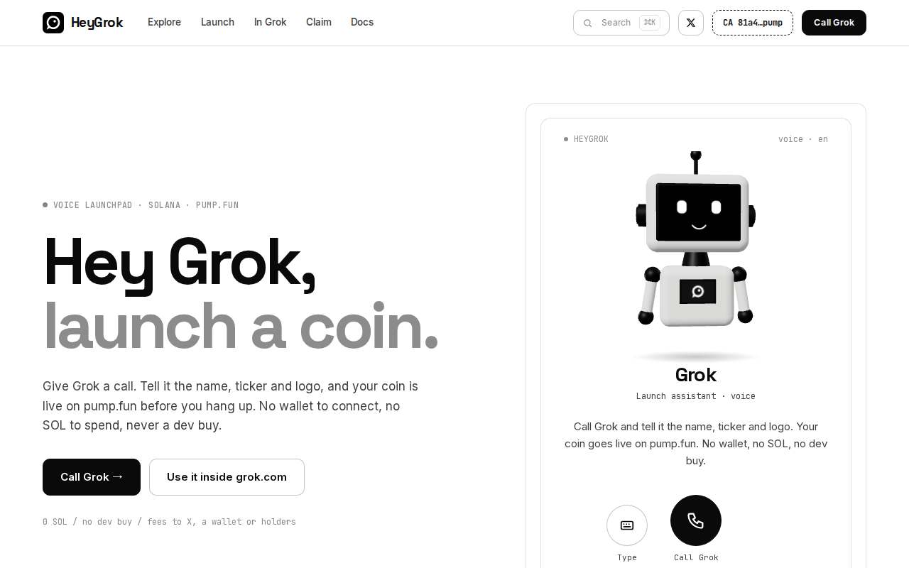 Screenshot of heygrok.fun as our browser saw it
