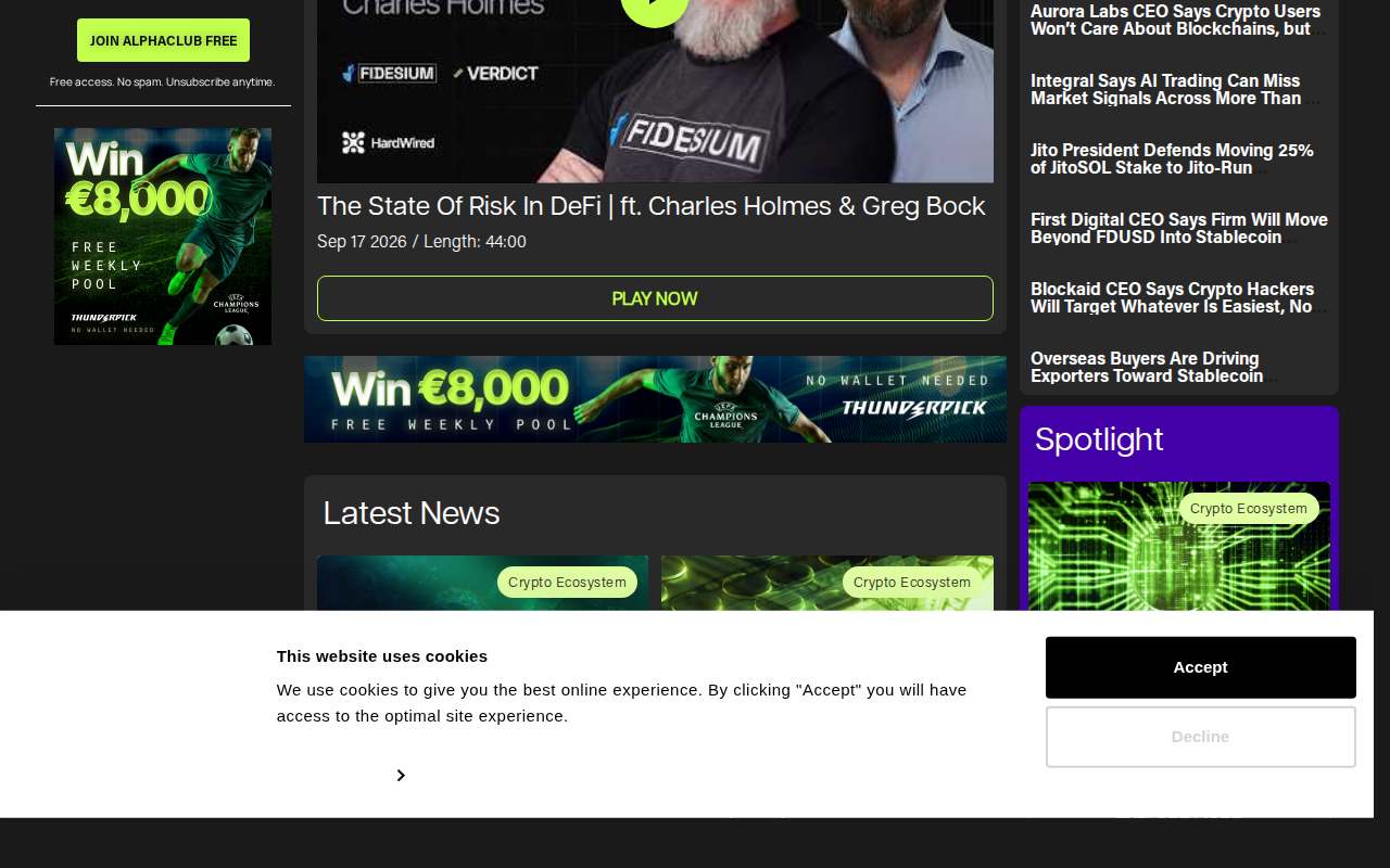 Screenshot of alphawire.xyz as our browser saw it