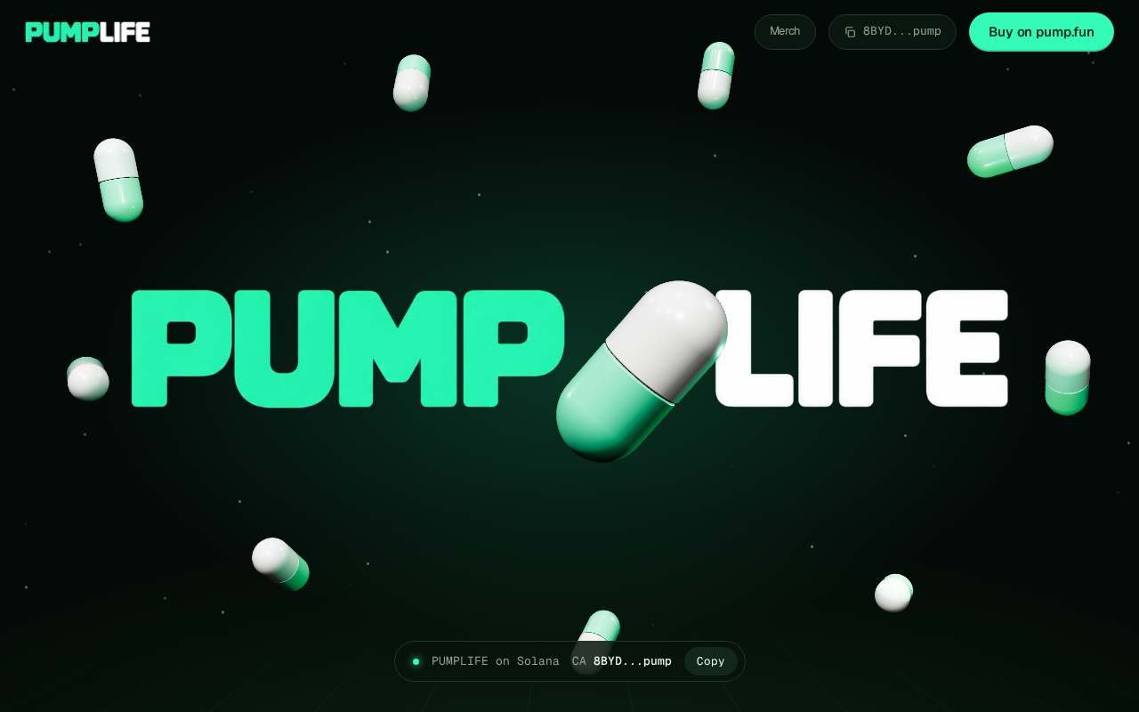 Screenshot of pumplife.fun as our browser saw it