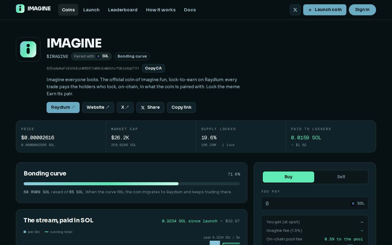Screenshot of imagine.fun as our browser saw it