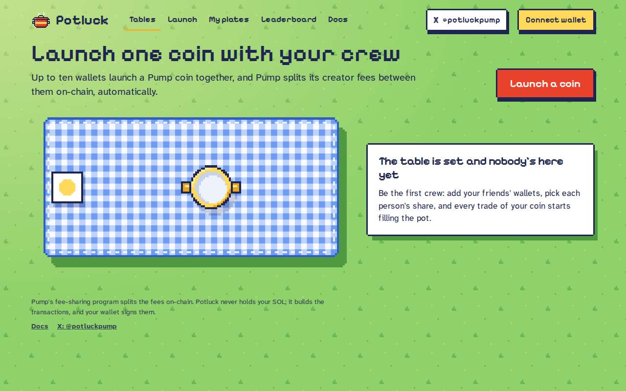 Screenshot of potluckpump.com as our browser saw it