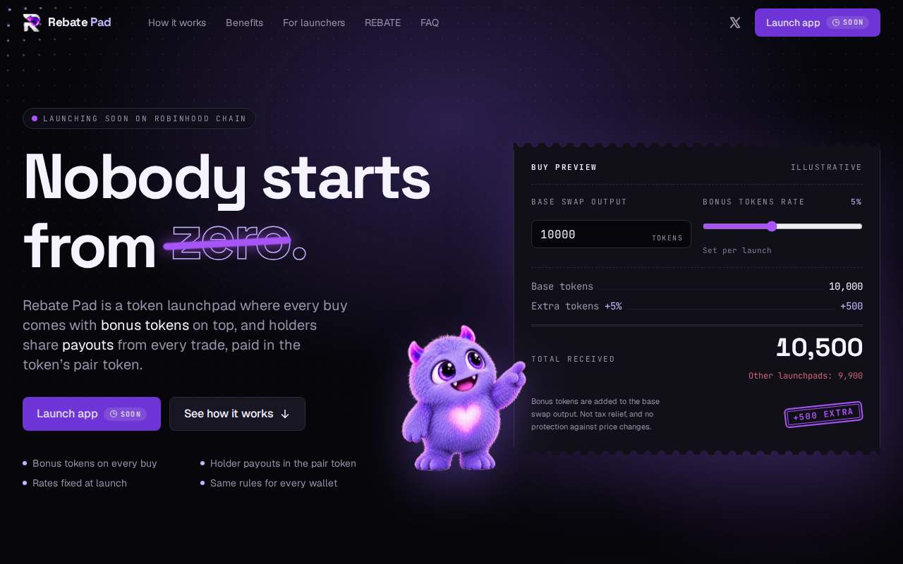 Screenshot of rebatepad.dev as our browser saw it