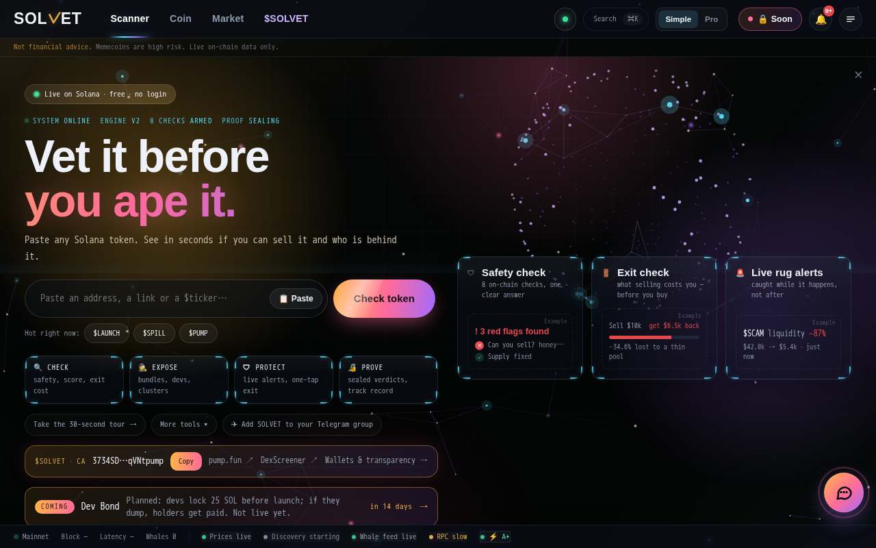 Screenshot of www.solvet.app as our browser saw it